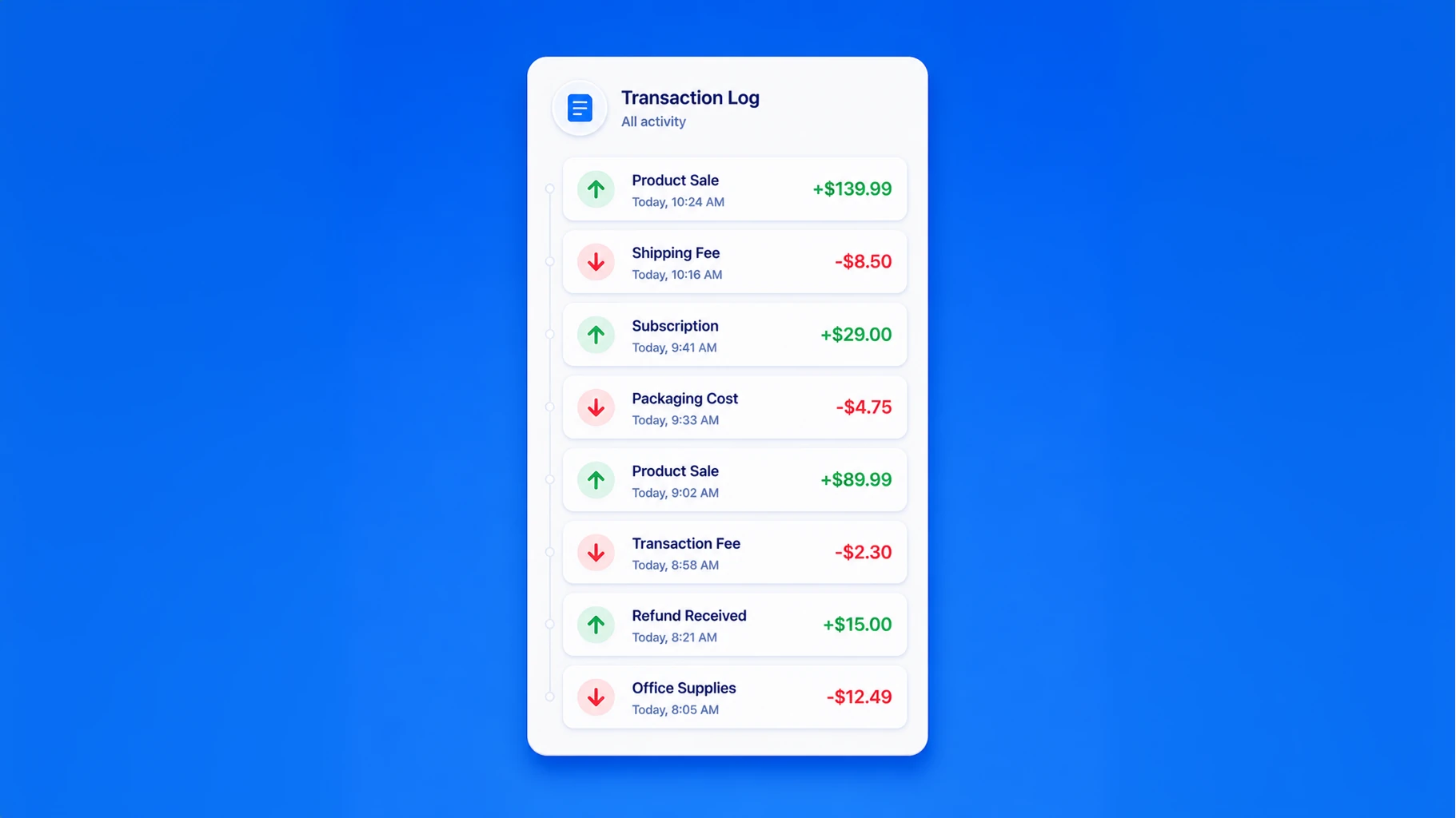 Log money in and out